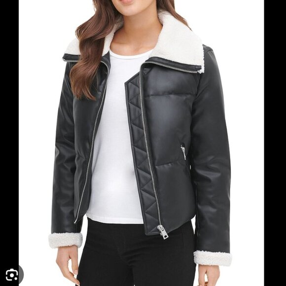 Levi's | Breanna Faux Leather Puffer Jacket with Sherpa Lined Collar - Picture 3 of 16